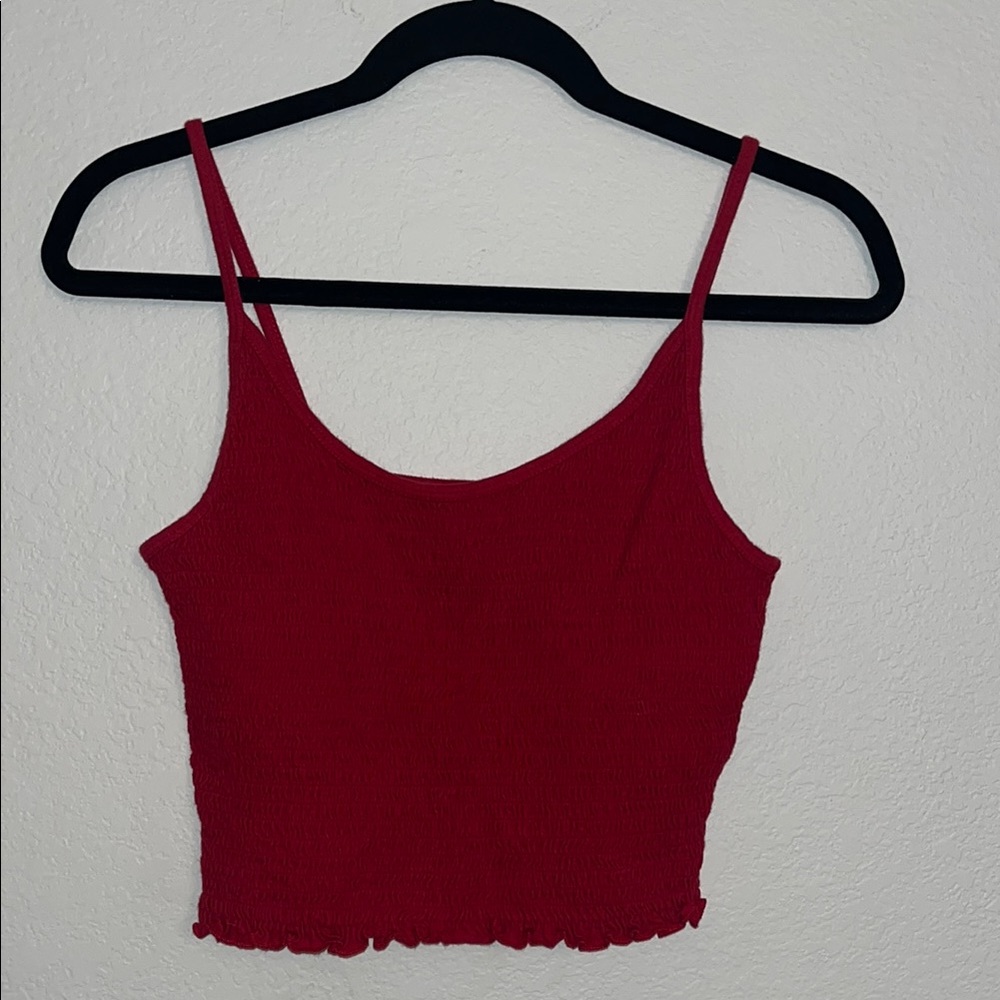 Hollister Red Sleeveless Fitted Crop Camisole